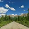 McCarthy-Kennicott Road.
(Looking north toward the
Wrangell Mountains)