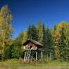 Trappers cabin on stilts.
Mile 50.
Chena Hot Springs Road.