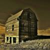Old "stone foundation" storage barn shed-east of Milk River, Alberta