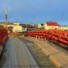 Greenspond, Newfoundland.
Wooden plank bridge.