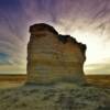 Evening sunset at 
Monument Rocks, KS.