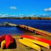 'Resting canoes'  north shore of Pemadumcook Lake-northern Maine