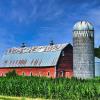 A picturesque old barn and silo.