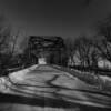 Black & white perspective of
the Otoe County metal-framed
bridge.