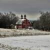 Another western angle on an overcast day at this classic
double-cupola barn.