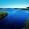 Brilliant blue lagoon pond-near Manfred, North Dakota