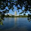 Tulsa, Oklahoma.
Framed in south apartment tower across the Arkansas River.