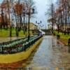Perm, Russia's city-walk during an October rain