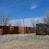 Resting old train cars 
in Bledsoe, Texas.