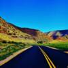 Freshly asphaulted county road-Utah's San Rafeal River Valley