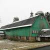 An early winter view of the
jumbo green barn near
Tilden, WI.