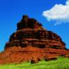 Brilliant red-clay rock cropping-near Barnum, Wyoming